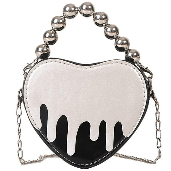 Crossbody Bags for Women, Tote Bag for Women, Mini Jelly Purse, Novelty Crossbody Purse Heart Shaped Handbag Wallet Casual Chain Shoulder Bag, Black