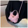 thumbnail image 1 of Crossbody Bags for Women, Tote Bag for Women, Women's Small Quilted Shoulder Bags, Soft Denim Crossbody Purse, Fringe Hobo Satchel Handbags, Pink, 1 of 7