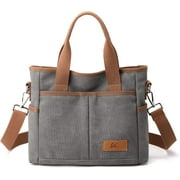 EUPHRATES Crossbody Bags for Women Trendy Canvas Hobo Tote Top-handle Hand Bag Multi-pocket Casual Going Out Purse Satchel