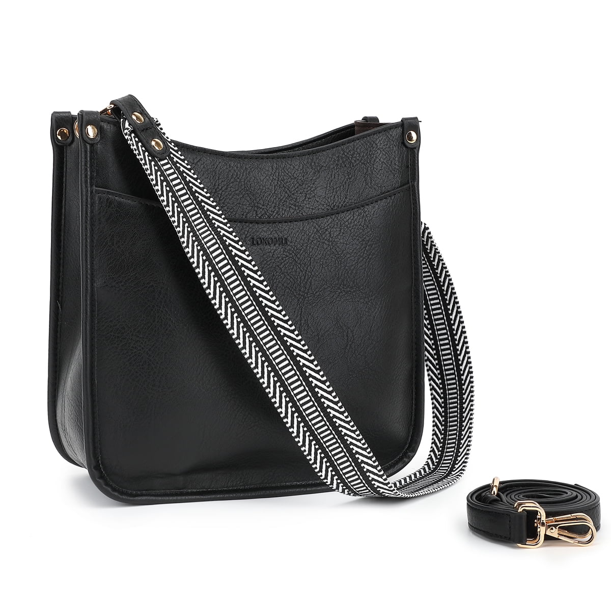 Crossbody Bags for Women Trendy Handbags Vegan Leather Shoulder Bag Black Crossbody Purse with Adjustable Straps