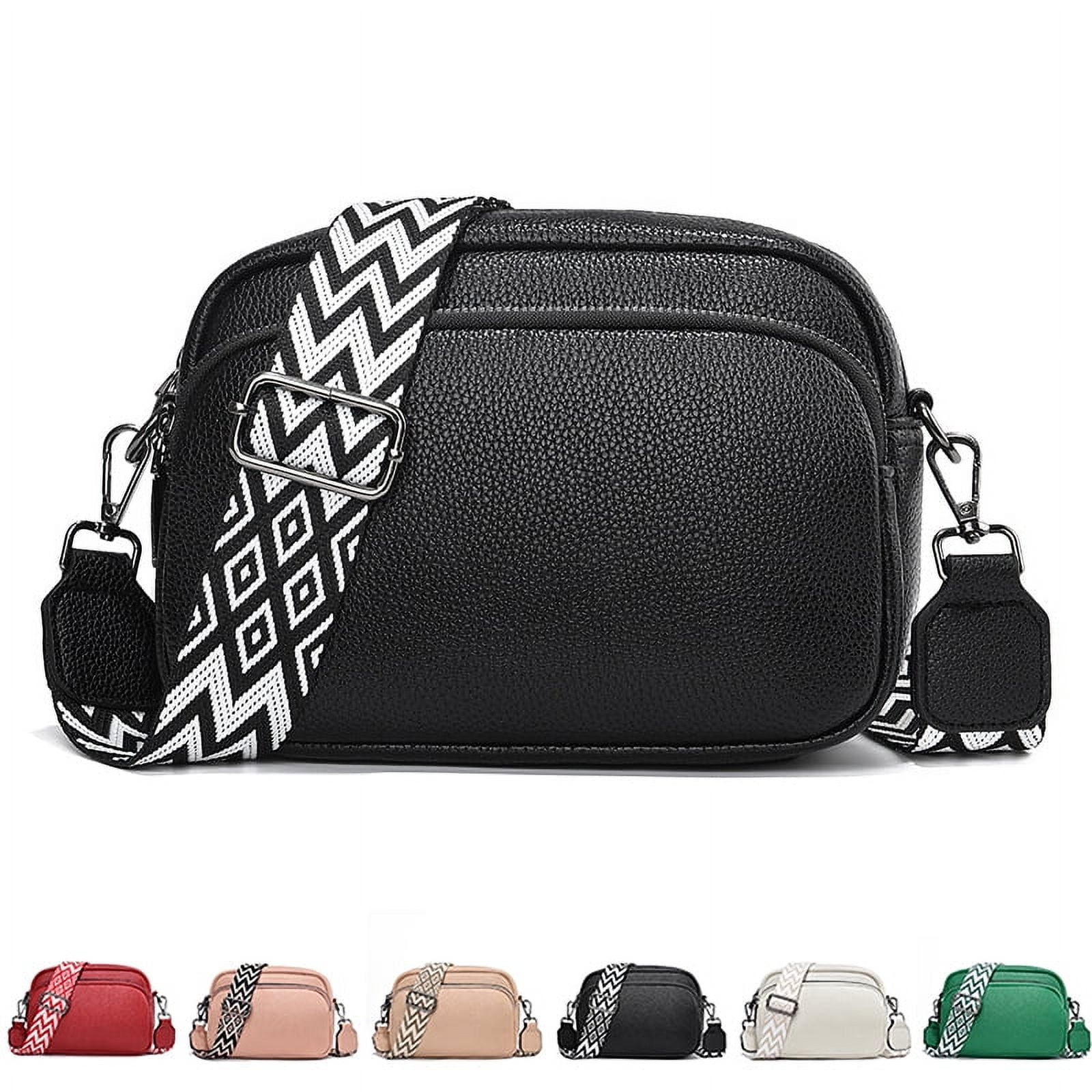 Crossbody Bags for Women Trendy Leather Crossbody Camera Bag Purse with Guitar Strap Small Shoulder Handbag Black Walmart