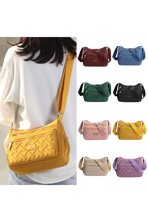 Crossbody Bags for Women Waterproof Nylon Shoulder Bag Roomy Multiple Pockets Messenger Purses Handbags with Adjustable Shoulder Strap Pink