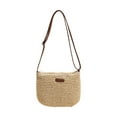 thumbnail image 1 of Crossbody Bags for Women Woven Straw Bag with Adjustable Strap 11.41 in x 9.05 in x 2.36 in Brown Beige Travel Beach Handbag, 1 of 8