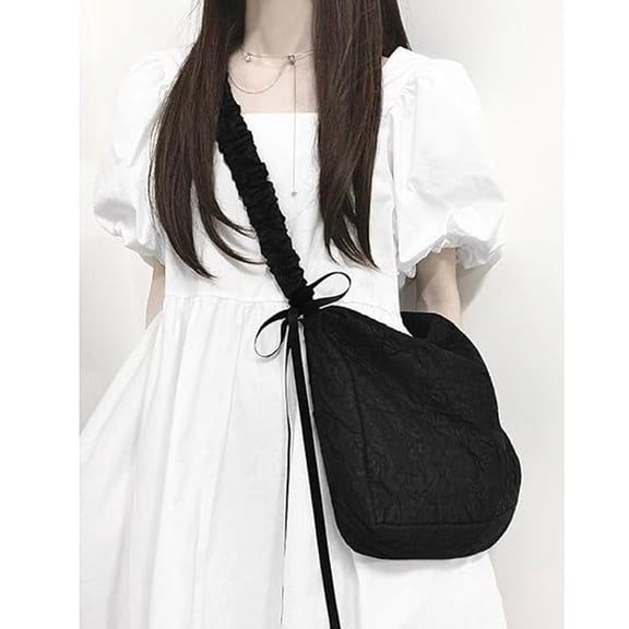 Crossbody Bags for Women, Y2K Tote Bag with Bow, Black