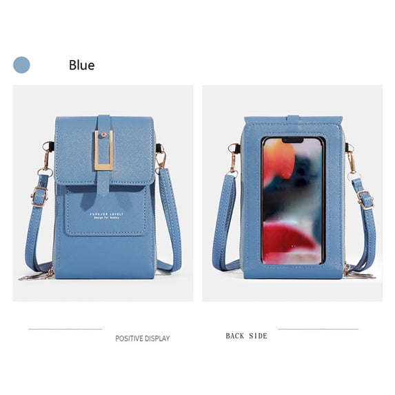 Crossbody Bags for Women with Touchscreen Window, Mini Leather Phone Purse Wallet with Credit Card Slots and Adjustable Strap