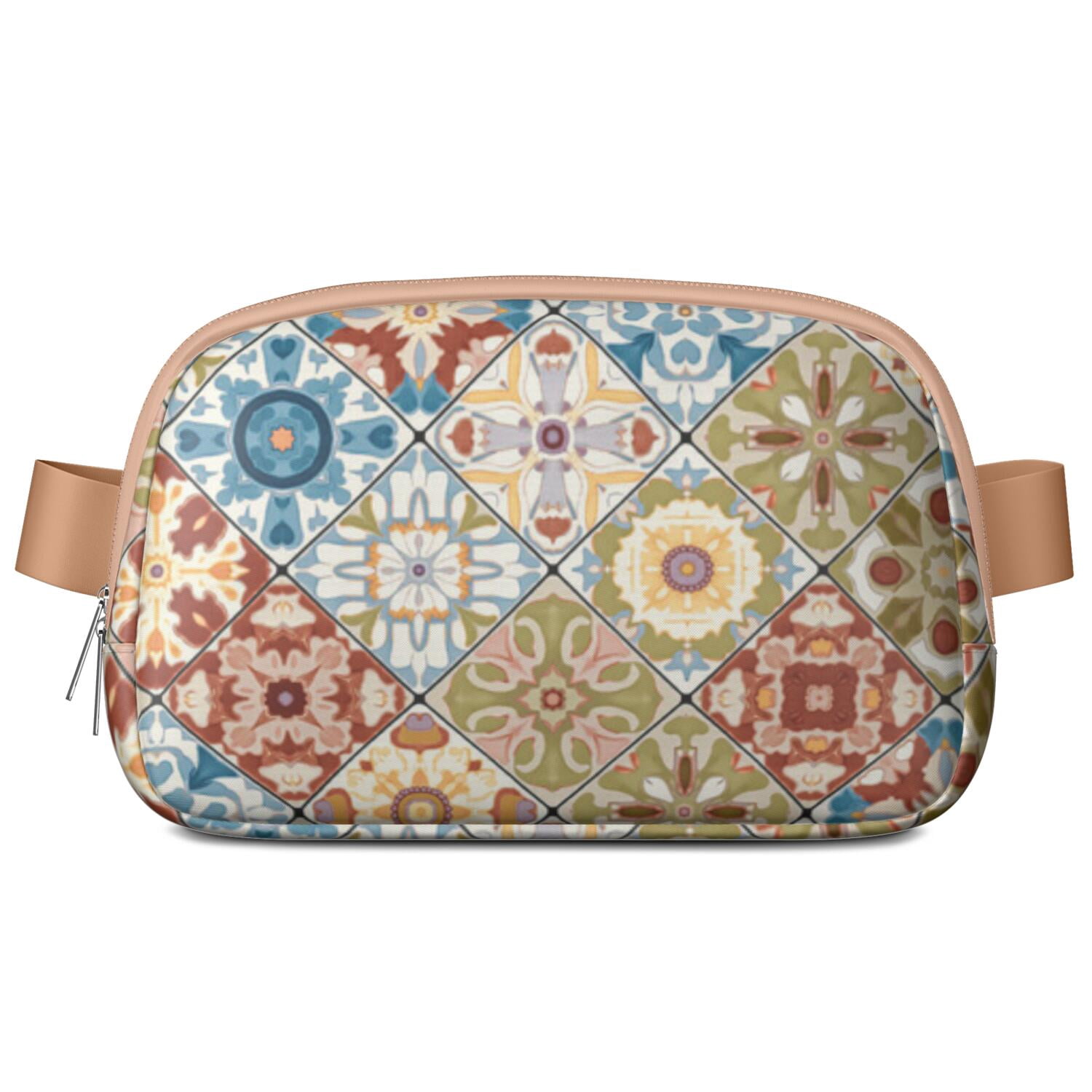 Crossbody Belt Bag Bohemian Tribal Fashion Belt Bag Small Cross Body Bags for Women Casual Waist Packs with Adjustable Strap Waterproof Belt Bag for Daily Leisure Music Festival/Event