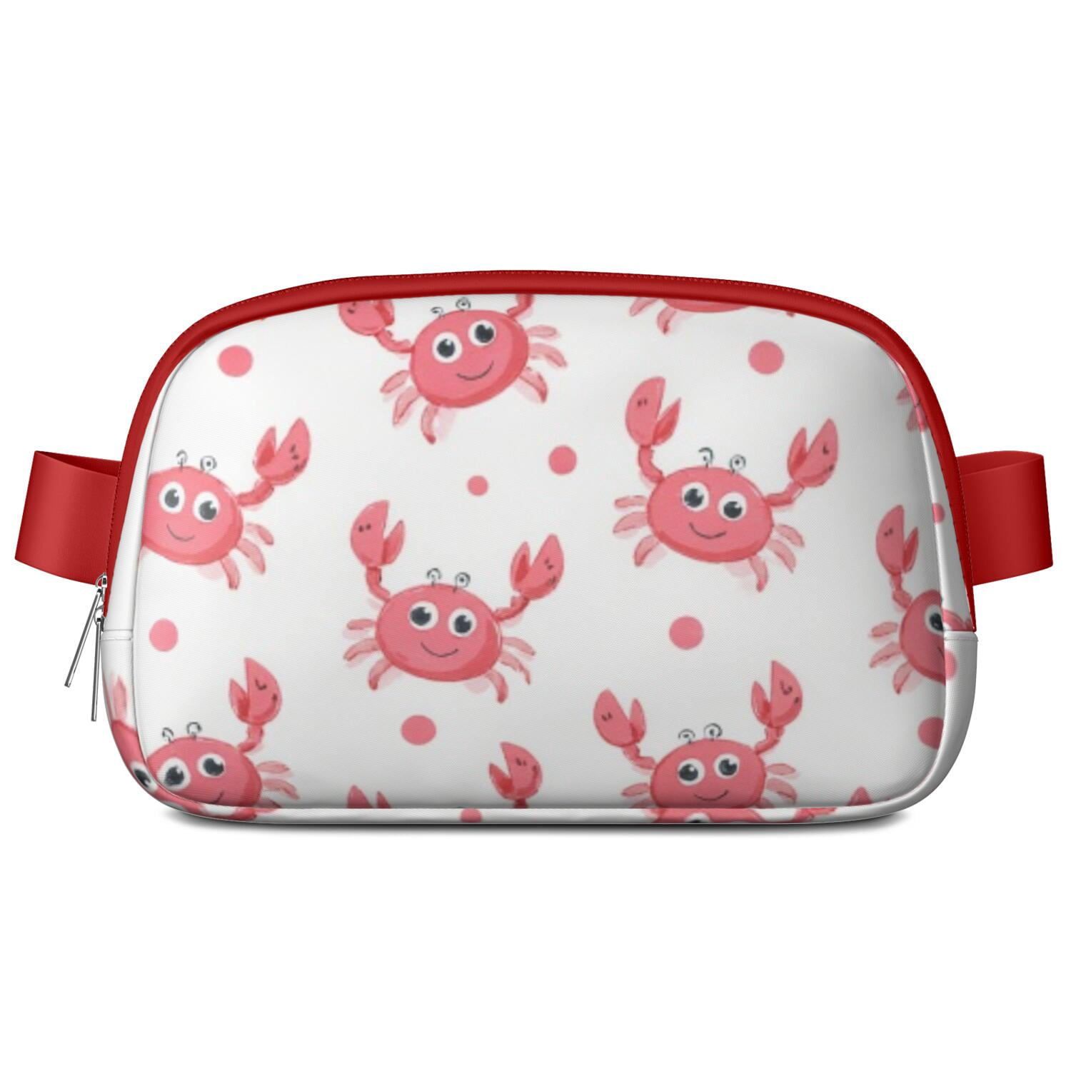 Crossbody Belt Bag Marine Adorable Crab Belt Bag Sporty Waist Pack for Women Casual Waist Packs with Adjustable Strap Waterproof Belt Bag for Workout Running Travelling