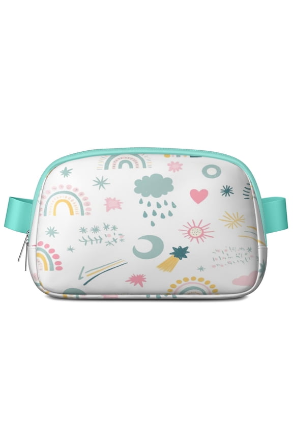 Crossbody Belt Bag Rainbow Cartoon Fashion Belt Bag Small Cross Body Bags for Women Casual Waist Packs with Adjustable Strap Waterproof Belt Bag for Workout Running Travelling