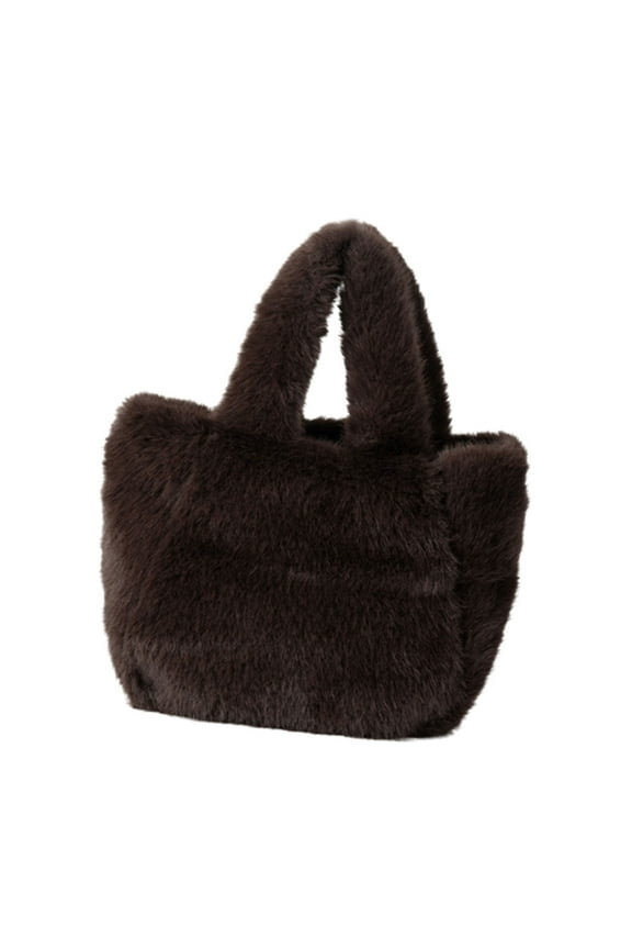 Crossbody Bucket Bag Fuzzy Shoulder Bag Winter Faux Furs Small Purse Handbag with Adjustable Strap for Women Teens