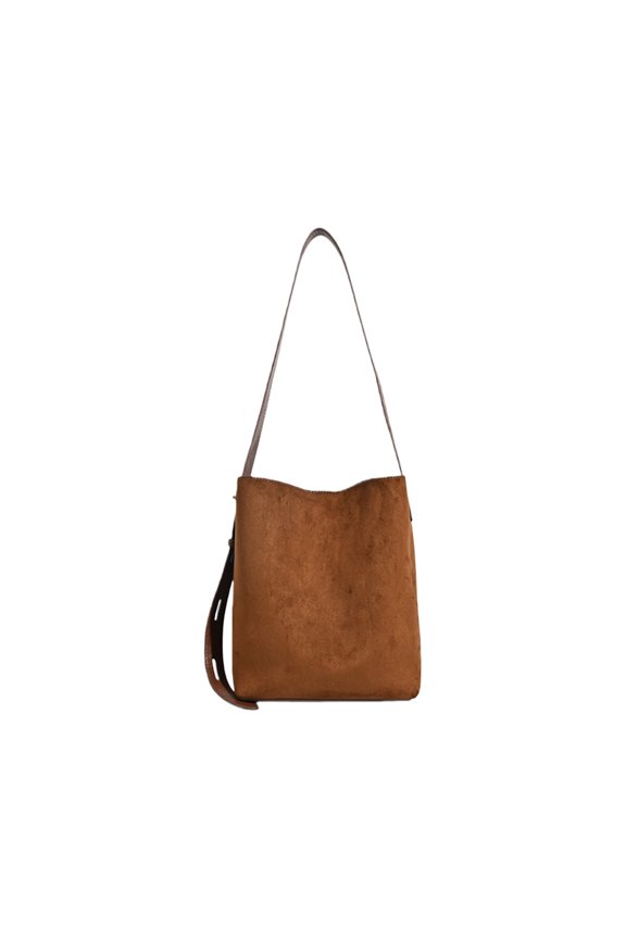 Crossbody Bucket Bag Toted Purse for Women Faux Suedes Shoulder Bag Trendy Hobos Purse and Handbag with Makeup Bags