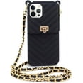 thumbnail image 1 of Crossbody Case Compatible with iPhone 12 Pro/iPhone 12 6.1 inch Wallet Case with Lanyard Neck Strap Credit Card Holder with Purse Handbag Shoulder Strap Silicone Rubber Soft Protection Case Black, 1 of 15