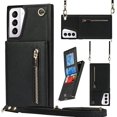 thumbnail image 1 of Crossbody Case for Samsung Galaxy S21 Plus 5G Case with Card Holder,Galaxy S21 Plus Wallet Case for Women Girl PU Leather Lanyard Strap Magnetic Clasp Kickstand ID Credit Card 6.7",Black, 1 of 9