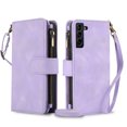 thumbnail image 1 of Crossbody Case for Samsung Galaxy S23, RFID Blocking, Card Holder Wallet Cover, Zipper Pocket PU Leather Magnetic Snap Shoulder Strap Large Capacity Purse Protective Phone Case, Purple, 1 of 6