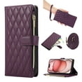 thumbnail image 1 of Crossbody Case for Samsung Galaxy S24 FE Case Wallet, PU Leather Case with Card Holder Kickstand, Handbag Zipper Flip Cover with Shoulder & Wrist Strap for Galaxy S24 FE Men Women, Darkpurple, 1 of 9