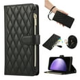 thumbnail image 1 of Crossbody Case for Samsung Galaxy S24 Ultra Case Wallet, PU Leather Case with Card Holder Kickstand, Handbag Zipper Flip Cover with Shoulder & Wrist Strap for Galaxy S24 Ultra Men Women, Black, 1 of 7