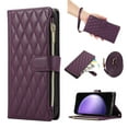 thumbnail image 1 of Crossbody Case for Samsung Galaxy S24 Ultra Case Wallet, PU Leather Case with Card Holder Kickstand, Handbag Zipper Flip Cover with Shoulder & Wrist Strap for Galaxy S24 Ultra Men Women, Darkpurple, 1 of 7