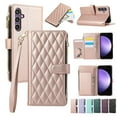 thumbnail image 1 of Crossbody Case for Samsung Galaxy S25 Plus Case Wallet, PU Leather Case with Card Holder Kickstand, Handbag Zipper Flip Cover with Shoulder & Wrist Strap for Galaxy S25 Plus Men Women, Rosegold, 1 of 9