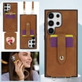 thumbnail image 1 of Crossbody Case Wallet Phone Case for Samsung Galaxy S23 Ultra with Strap,With Mirror, RFID Blocking Card Holder, Kickstand, PU Leather Shockproof Anti-fall Rugged Phone Cover for Women Girls,Brown, 1 of 11