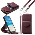 thumbnail image 1 of Crossbody Case Wallet for Samsung Galaxy S25, [Detachable Adjustable Lanyard Strap] PU Leather Magnetic Closure Back Folio RFID Blocking Card Slots Protective Phone Cover, Winered, 1 of 14