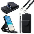 thumbnail image 1 of Crossbody Case Wallet for Samsung Galaxy S25, [Detachable Adjustable Lanyard Strap] PU Leather Magnetic Closure Back Folio RFID Blocking Card Slots Protective Phone Cover, Black, 1 of 14