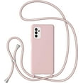 thumbnail image 1 of Crossbody Case for Samsung Galaxy A13 5G with Lanyard Strap Adjustable Rope Liquid Silicone Soft Cover,Pink, 1 of 10