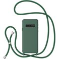 thumbnail image 1 of Crossbody Case for Samsung Galaxy S10 with Lanyard Strap Adjustable Rope Liquid Silicone Soft Cover Green, 1 of 10