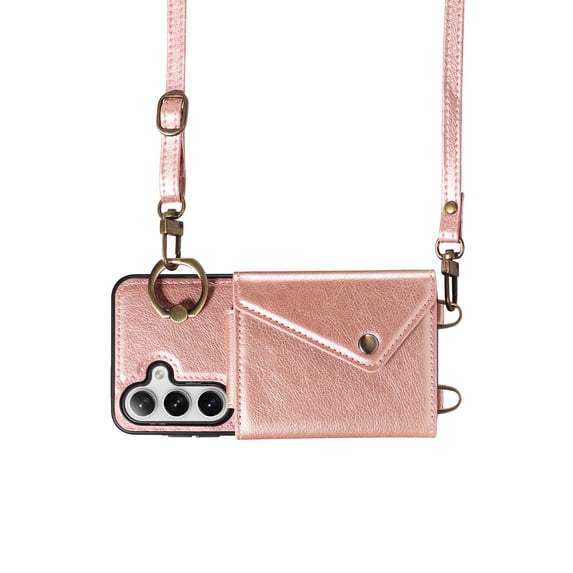 Crossbody Case for Samsung Galaxy S24, Adjustable Shoulder Strap 47" / 1.2m, Finger Ring Holder with 6 Card Slots
