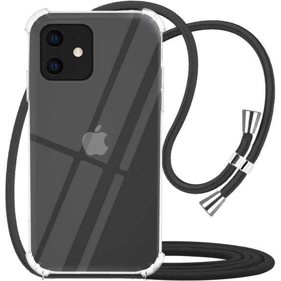 Crossbody Case for iPhone 11 6.1",Clear Soft Slim TPU Phone Case for iPhone 11 with Adjustable Neck Cord Lanyard Strap - Black