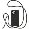 thumbnail image 1 of Crossbody Case for iPhone 13 Pro Max 6.7 inch with Lanyard Strap Adjustable Rope Liquid Silicone Soft Cover Black, 1 of 4
