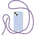 thumbnail image 1 of Crossbody Case for iPhone 13/iPhone 14 with Lanyard Strap Adjustable Rope Liquid Silicone Soft Cover for iPhone 13/iPhone 14 6.1 inch-Purple, 1 of 11