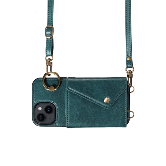 Crossbody Case for iPhone 14, Adjustable Shoulder Strap 47" / 1.2m, Finger Ring Holder with 6 Card Slots