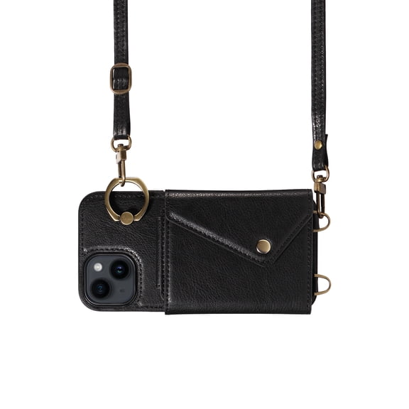 Crossbody Case for iPhone 14, Adjustable Shoulder Strap 47" / 1.2m, Finger Ring Holder with 6 Card Slots