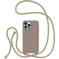 Crossbody Case for iPhone 14 Pro Max with Lanyard Strap Adjustable Rope Liquid Silicone Soft Cover for iPhone 14 Pro Max 6.7 inch-Brown