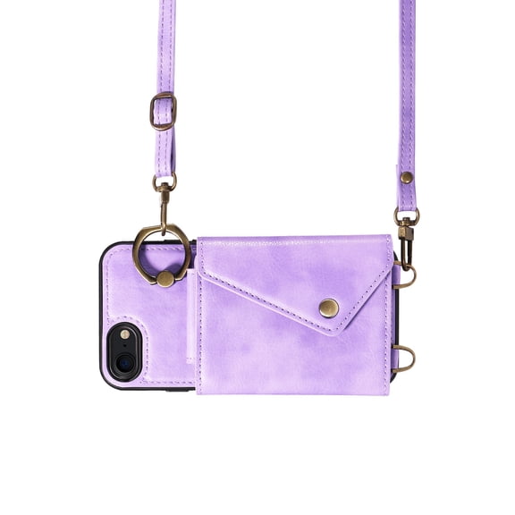 Crossbody Case for iPhone SE 2022, Adjustable Shoulder Strap 47" / 1.2m, Finger Ring Holder with 6 Card Slots