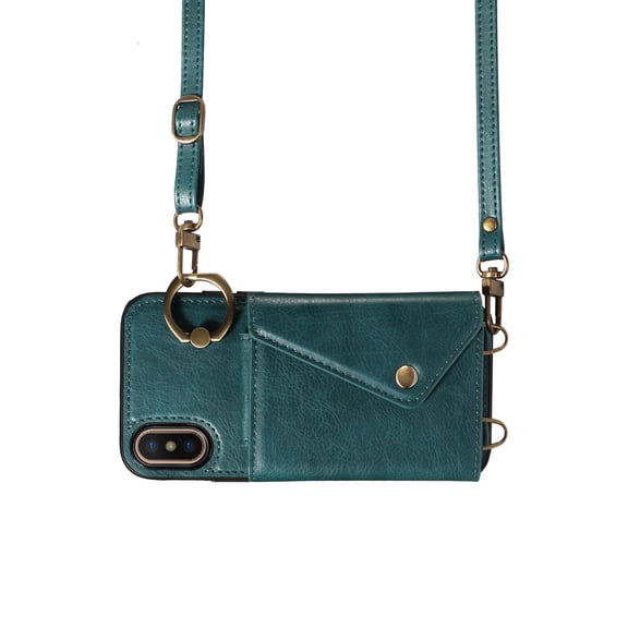 Crossbody Case for iPhone Xs, Adjustable Shoulder Strap 47" / 1.2m, Finger Ring Holder with 6 Card Slots