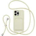 thumbnail image 1 of Crossbody Case for iPhone 14 Pro Max with Card Holder,Shockproof Liquid Silicone Case with Adjustable Rope Lanyard Strap for iPhone 14 Pro Max 6.7 inch,Beige, 1 of 10