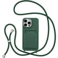 thumbnail image 1 of Crossbody Case for iPhone 14 Pro Max with Card Holder,Shockproof Liquid Silicone Case with Adjustable Rope Lanyard Strap for iPhone 14 Pro Max 6.7 inch,Green, 1 of 10
