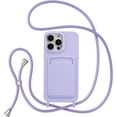thumbnail image 1 of Crossbody Case for iPhone 14 Pro Max with Card Holder,Shockproof Liquid Silicone Case with Adjustable Rope Lanyard Strap for iPhone 14 Pro Max 6.7 inch,Purple, 1 of 5