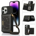 thumbnail image 1 of Crossbody Case for iPhone 16 Pro Case Wallet, RFID Blocking Leather Case with Card Holder Kickstand, Handbag Diamond Back Flip Magnetic Closure Cover for iPhone 16 Pro Women,Black, 1 of 10
