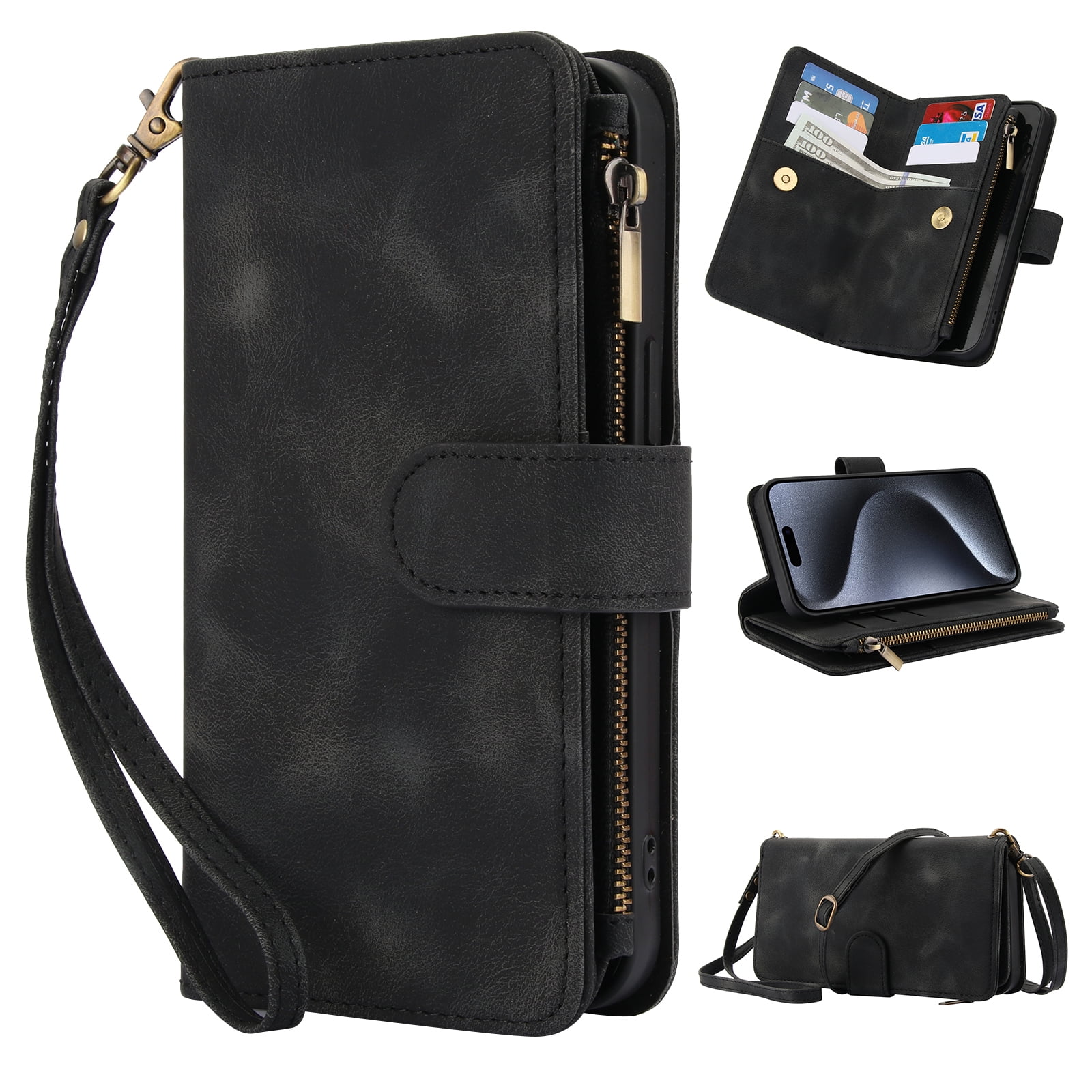 Crossbody Case for iPhone 8 Plus / iPhone 7 Plus, RFID Blocking, Card Holder Wallet Cover
