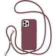thumbnail image 1 of Crossbody Case for iPhone12 Pro Max,iPhone12 Pro Max with Lanyard Strap Protective Case Adjustable Neck Rope Liquid Silicone Soft Cover for iPhone12 Pro Max 6.7 Inch,Dark Red, 1 of 10
