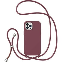 Crossbody Case for iPhone12 Pro Max,iPhone12 Pro Max with Lanyard Strap Protective Case Adjustable Neck Rope Liquid Silicone Soft Cover for iPhone12 Pro Max 6.7 Inch,Dark Red