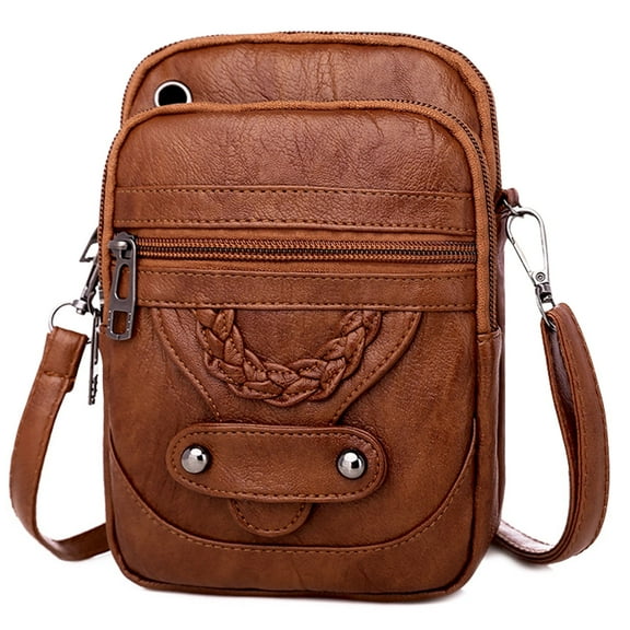 Crossbody Cell Phone Bag, Small PU Leather Purse for Women Men with Multi Pockets and Adjustable Strap