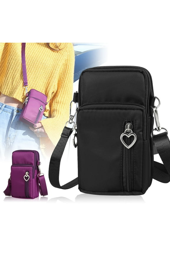 Crossbody Cell Phone Bag, TSV Small Waterproof Nylon Shoulder Purse Wallet with Adjustable Strap for Women