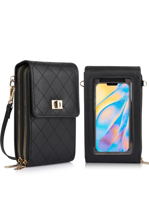 Crossbody Cell Phone Purse for Women, Touch Screen Cellphone Bags, PU Leather Lightweight Travel RFID Blocking Shoulder Bag, Small Handbag Touchscreen Phone Purses Wallet with Card Slots