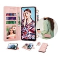 thumbnail image 1 of Crossbody Cell Phone Wallet Case for Galaxy S21 S21 Ultra S21 Plus S21+ 5G, Njjex PU Leather [Shoulder Wrist Straps] [RFID Blocking 3 Card Slots 3] Flip Folio Wallet Case Cover -Rose Gold, 1 of 9