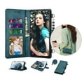 thumbnail image 1 of Crossbody Cell Phone Wallet Case for Galaxy S21 S21 Ultra S21 Plus S21+ 5G, Njjex PU Leather [Shoulder Wrist Straps] [RFID Blocking 3 Card Slots 3] Flip Folio Wallet Case Cover -Green, 1 of 9