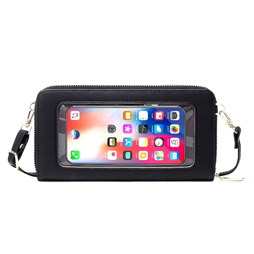 Crossbody Cellphone Purse 1PCS Touch Screen Case Universal Phone Carrier PU Leather Black