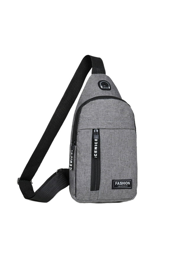 Crossbody Chest Backpack with Headphone Port 11.8x6.7 Inches Multipurpose Sling Bag Lightweight Oxford Fabric Adjustable Strap Travel Daypack(Gray)