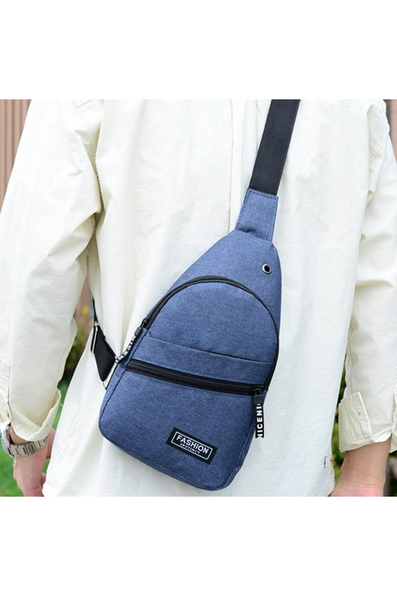 Crossbody Chest Bag Backpack, Lightweight Sling Bag with Multiple Compartments and Headphone Hole, Adjustable Strap Oxford Shoulder Backpack for Travel Work Hiking Daily Carry